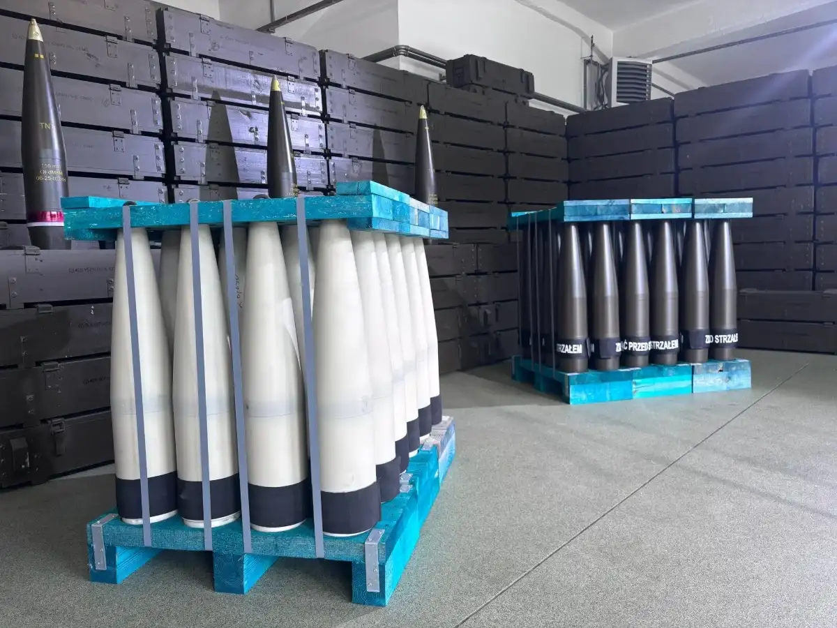 155mm artillery ammunition stored in a military facility
