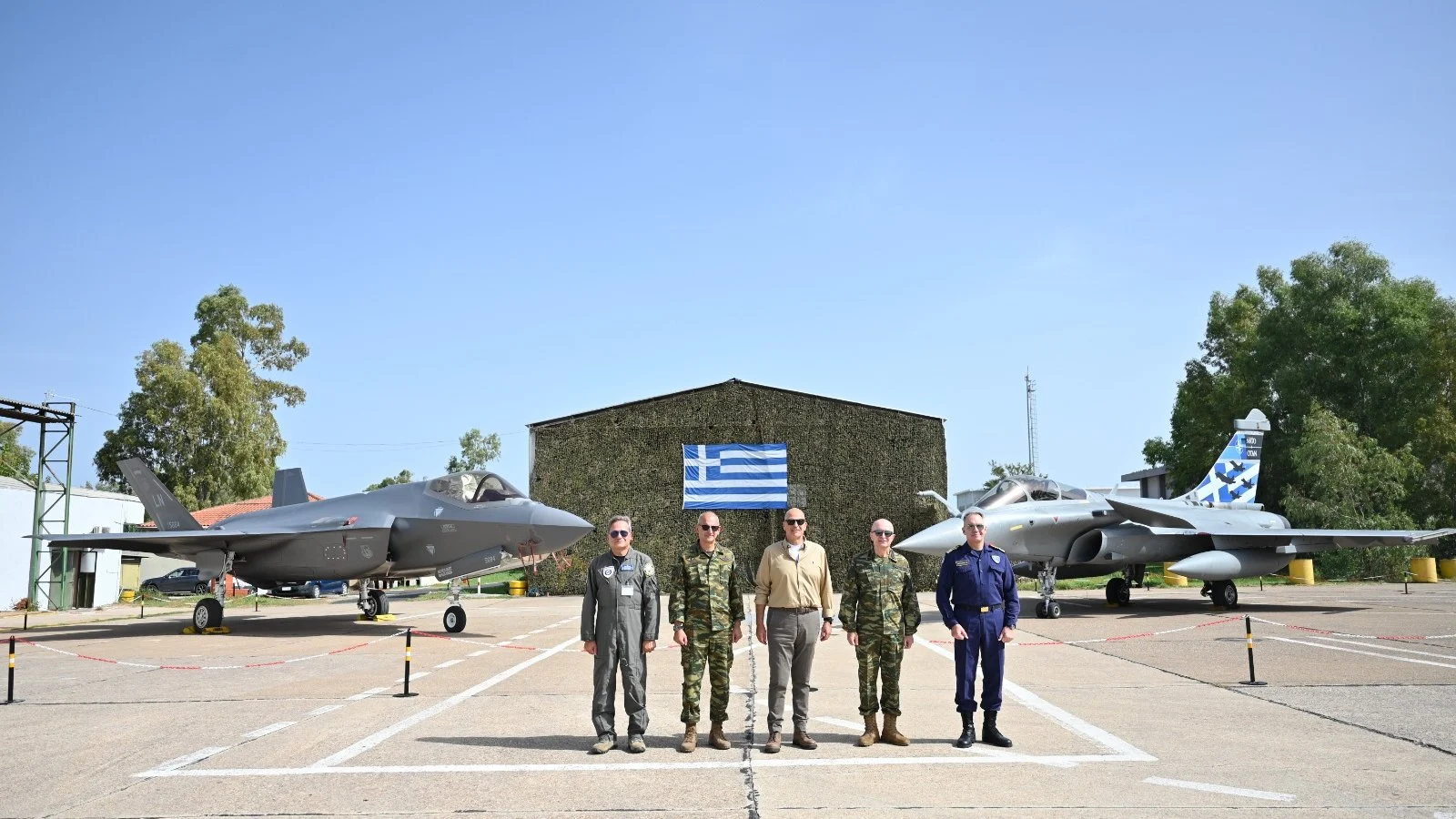 Greek Rafale fighter jets and US F-35 fighter jets are at Andravida Air Base in Greece as part of the Ramstein Flag 2024 exercise.